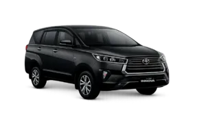 Toyota Innova Reborn hitam untuk layanan sewa mobil Bandung dengan driver profesional dari Adam Tour & Travel