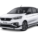 Suzuki All New Ertiga Hybrid putih dari Adam Tour & Travel untuk layanan sewa mobil dengan supir di Bandung.